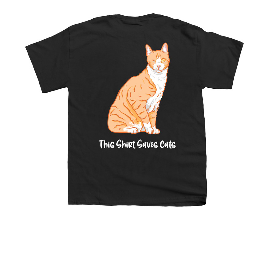 This Shirt Saves Cats, a Black Youth Unisex Tee (back-view)
