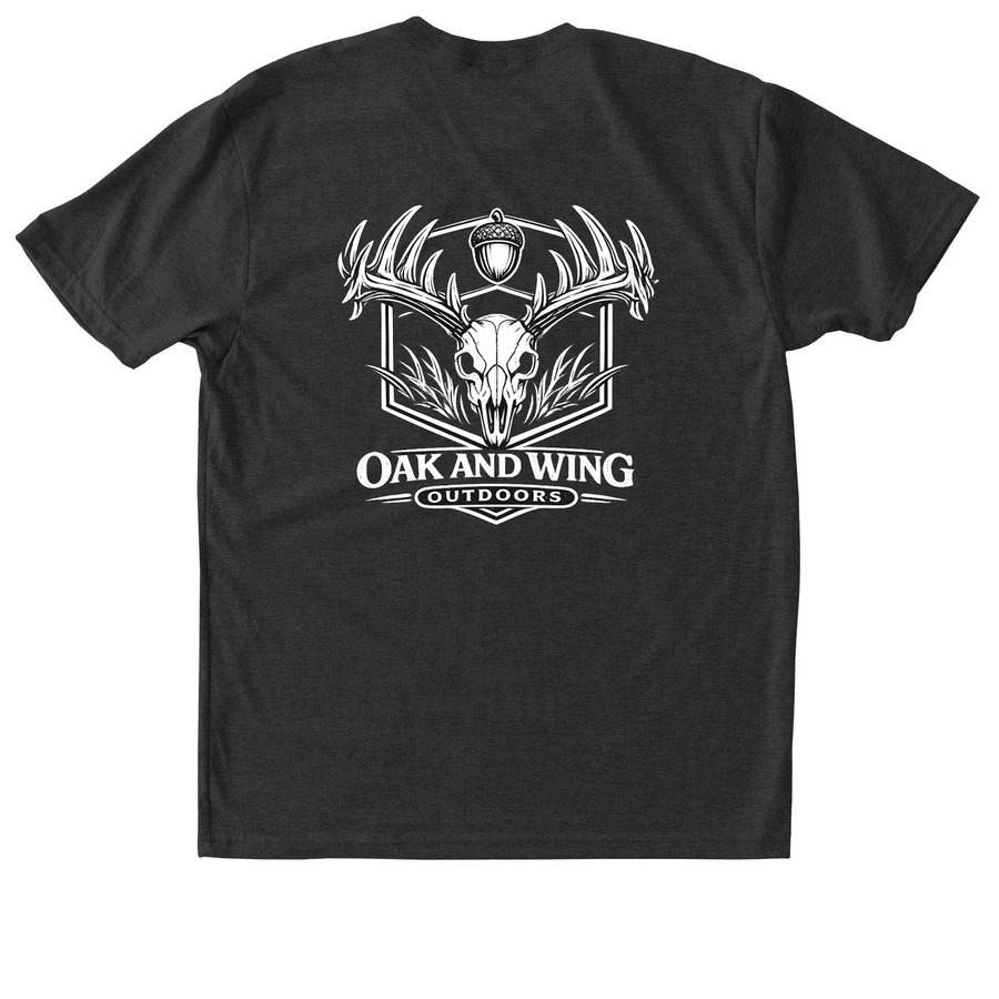 Oak & Wing Euro Whitetail, a Vintage Black Triblend Unisex Tee (back-view)