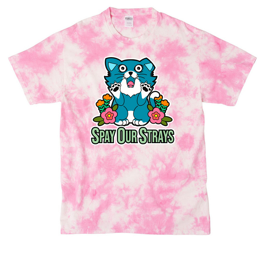 Spay Our Strays, a Bright Pink Crystal Tie Dye Tee
