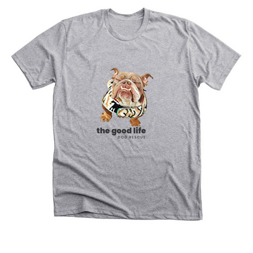 Help More Dogs Find the Good Life!, a Athletic Heather Premium Unisex Tee