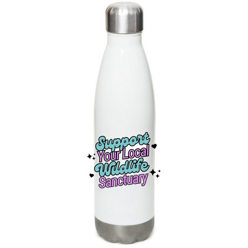Sip and Support, a White Stainless Steel Water Bottle
