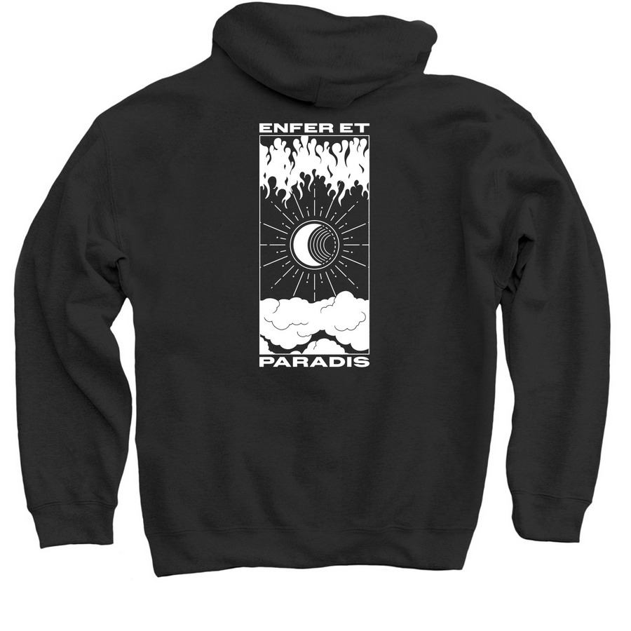 Pullover - Enfer et Paradis, a Black Pullover Hoodie (back-view)