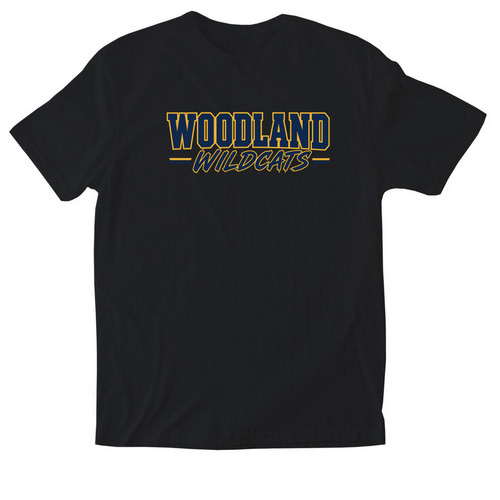 Woodland Elementary School- Block Lettering, a Black Softstyle Cotton Tee