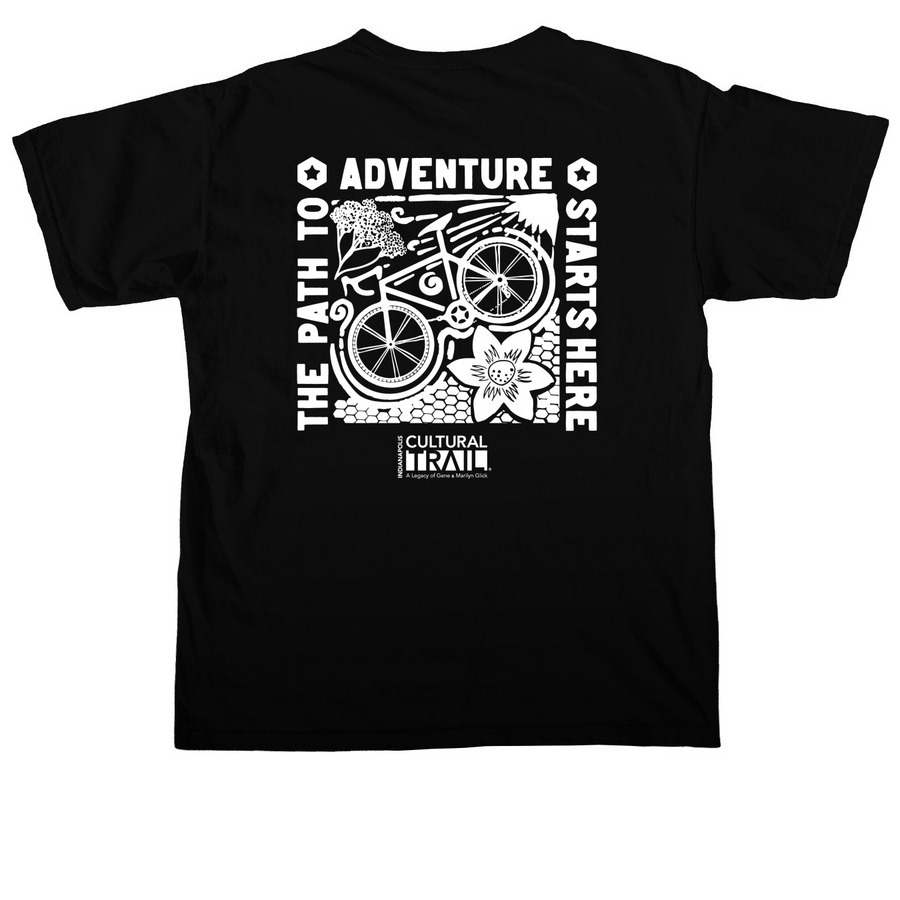 Cultural Trail Adventure Tee, a Black Comfort Colors Unisex Tee (back-view)