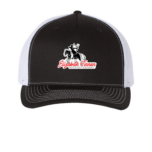 ETMA Hats, a Black/ White Printed Five-Panel Trucker Cap