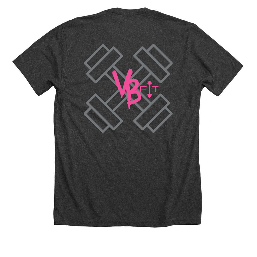 VB Fit DB, a Dark Grey Heather Premium Unisex Tee (back-view)
