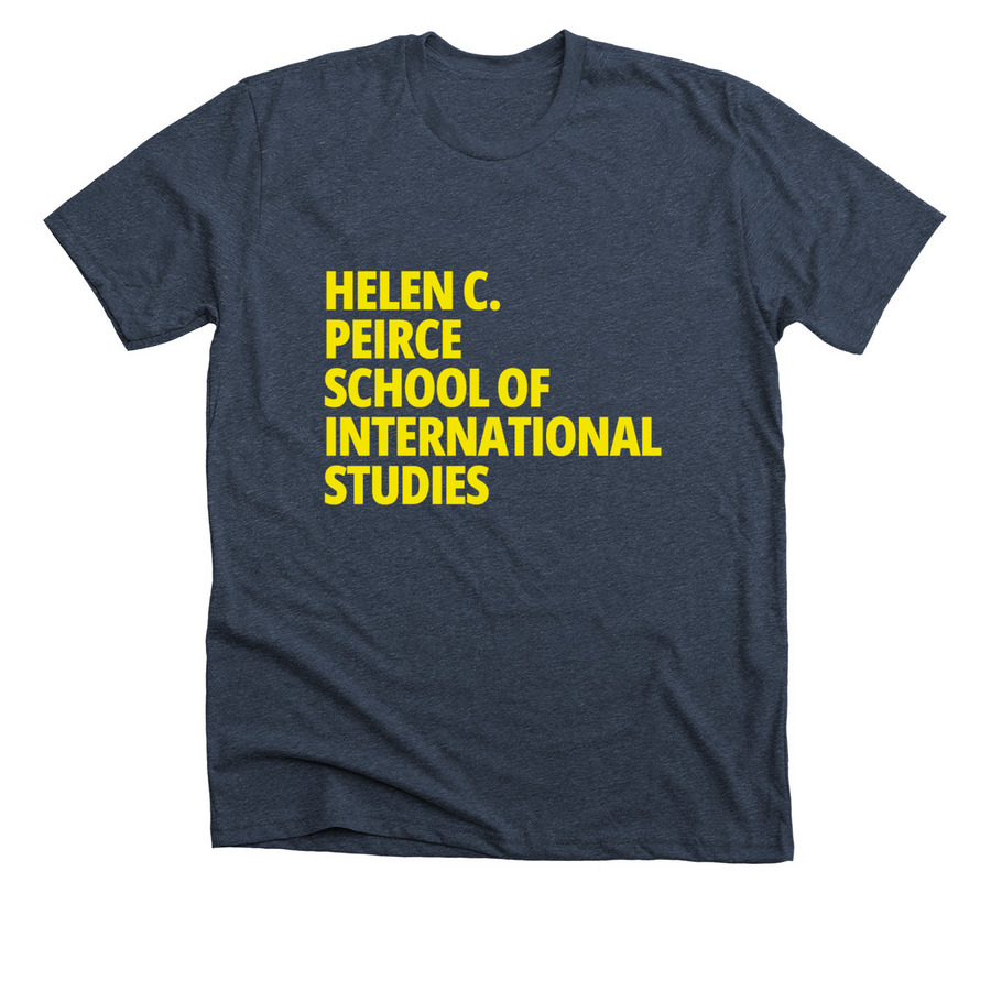 Helen's Yellow, a Heather Midnight Navy Premium Unisex Tee