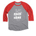 Pack is Here, a Red and Premium Heather 3/4 Sleeve Baseball Tee