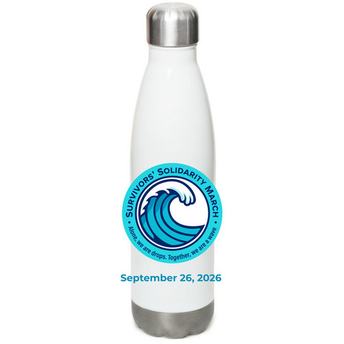 Survivors March Water Bottle, a White Stainless Steel Water Bottle