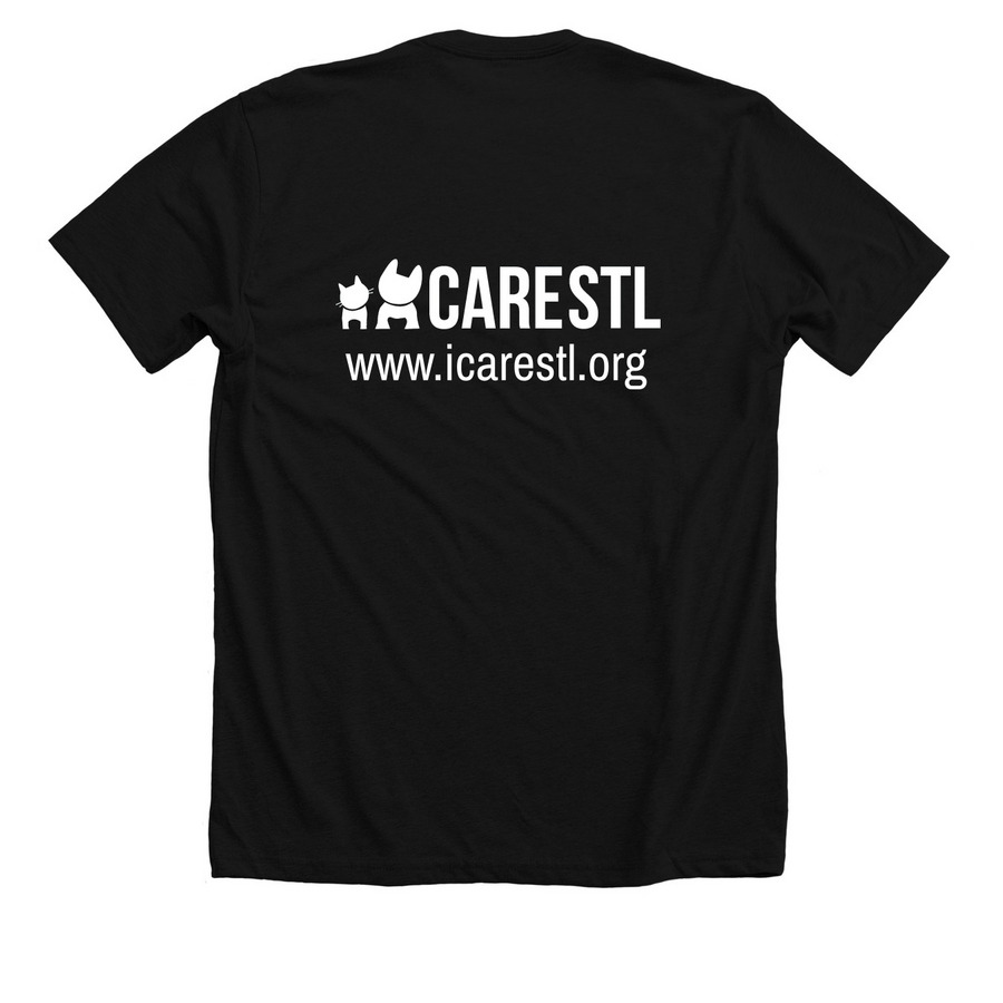 CARE STL LOGO, a Solid Black Blend Premium Unisex Tee (back-view)