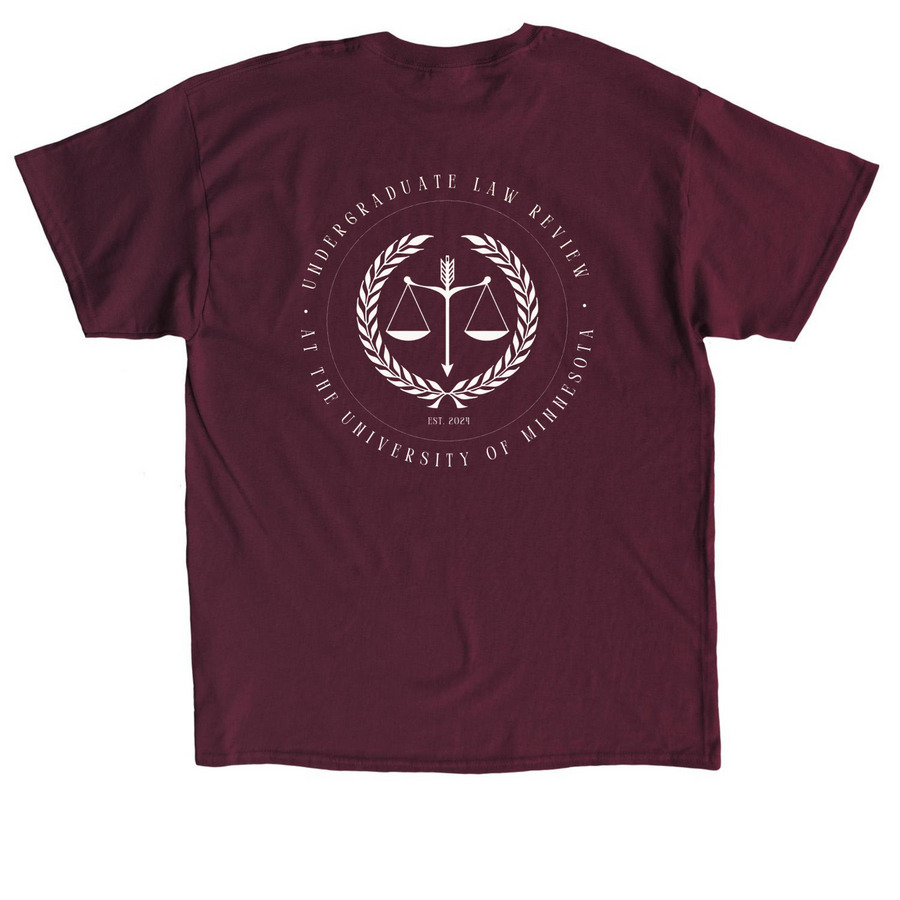 Undergraduate Law Review, a Maroon Classic Unisex Tee (back-view)