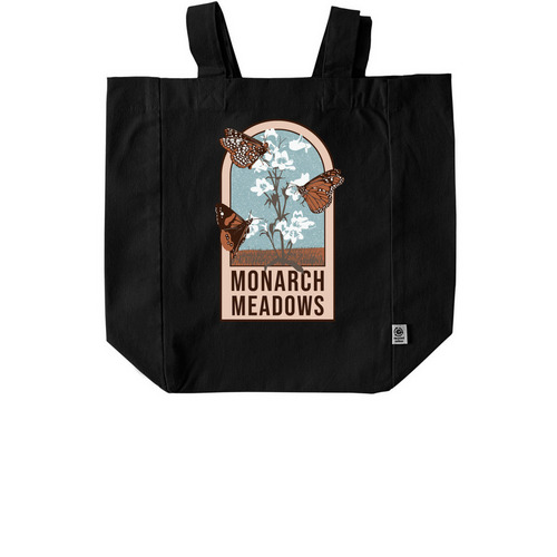 Monarch Meadows Tote, a Black Recycled Cotton Tote Bag