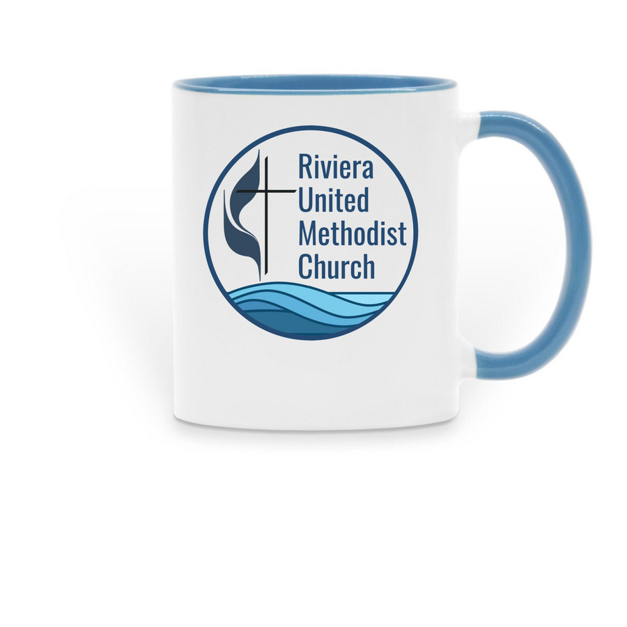 Logo Mug, a Light Blue Two-Tone Ceramic Mug