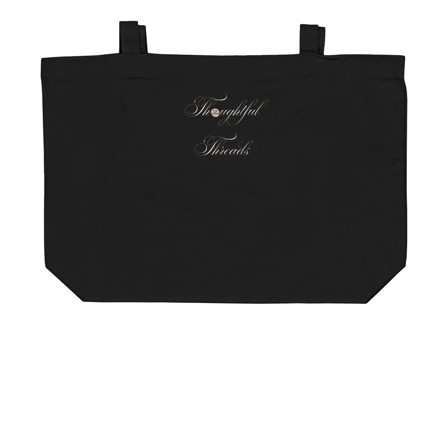 Thoughtful Threads, a Black Large Organic Cotton Tote Bag (back-view)