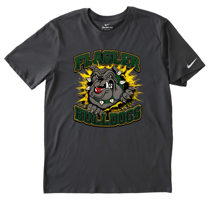 Flagler Bulldogs Logo, a Anthracite Nike Dri-FIT Jersey Blend Performance Tee