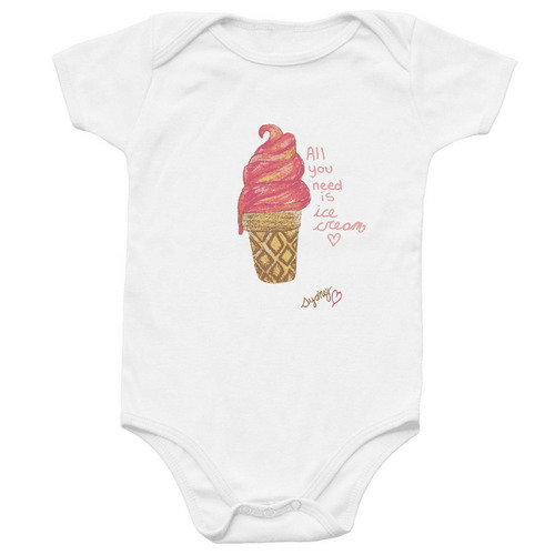 Sydney's Ice Cream Baby Onesie, a White Infant Onesie