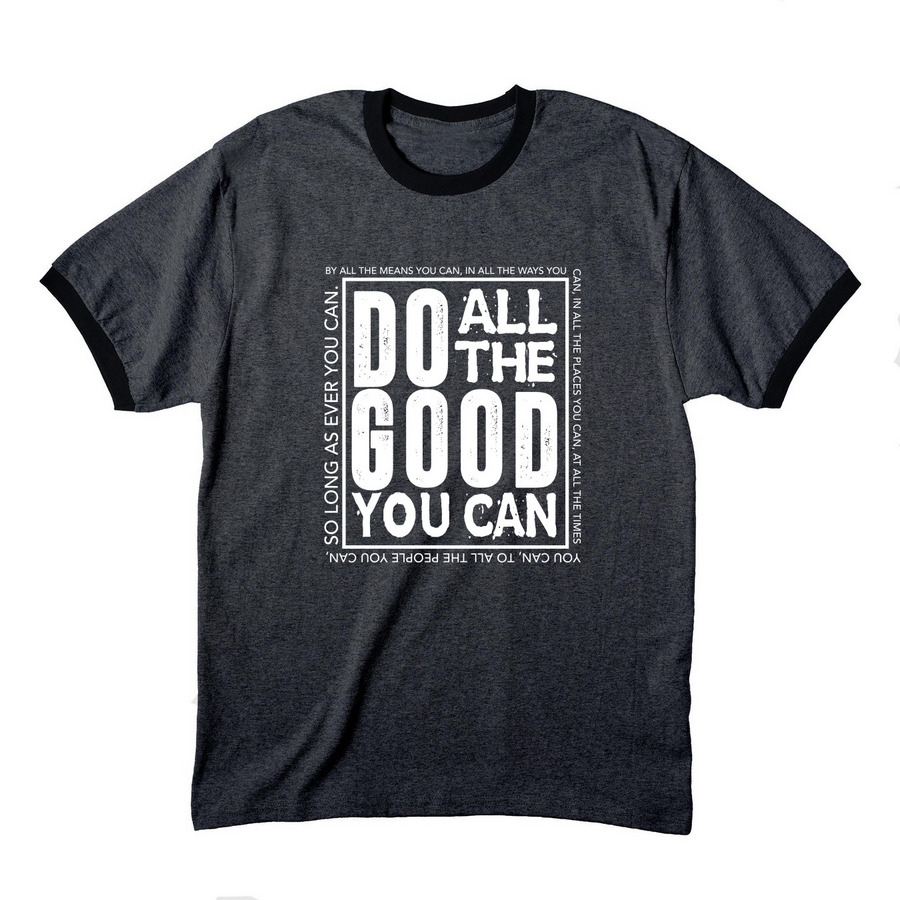 Do all the Good, a Dark Heather Grey/ Jet Black Cotton Ringer Tee