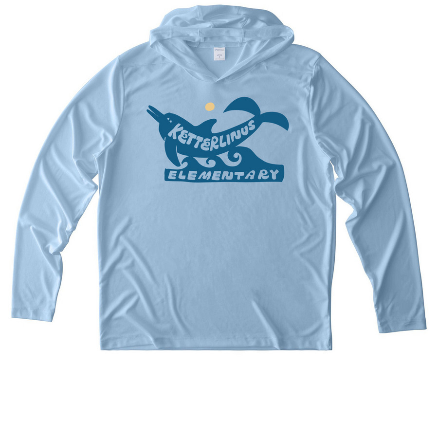 UV Activewear Long Sleeve, a Light Blue UV Performance Long Sleeve Hoodie