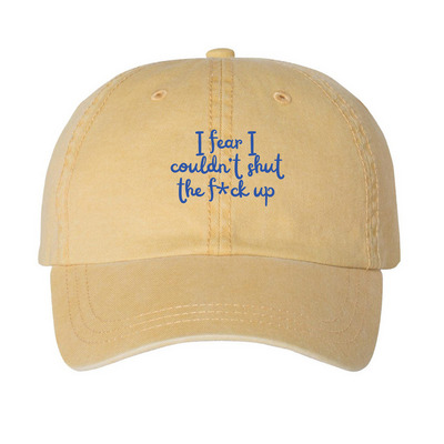I didn?t stop yapping, a Mustard Printed Pigment Dye Baseball Cap