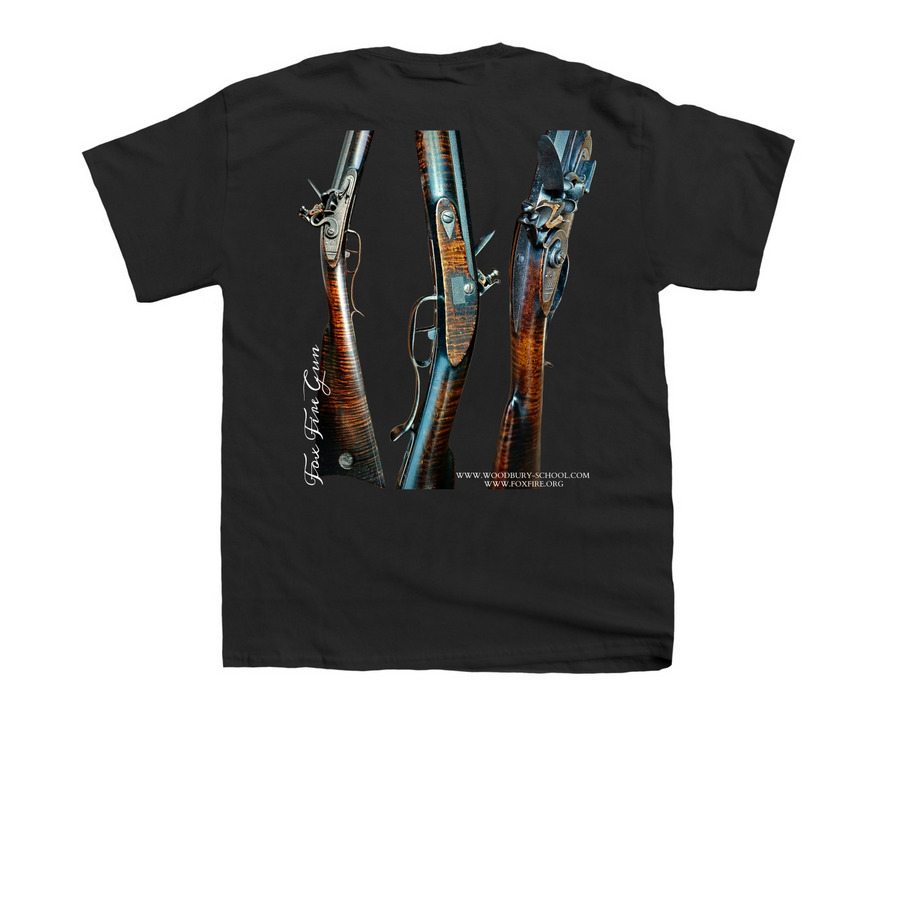 FOXFIRE RIFLE, a Black Youth Unisex Tee (back-view)