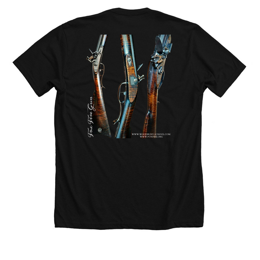 FOXFIRE RIFLE, a Solid Black Blend Premium Unisex Tee (back-view)