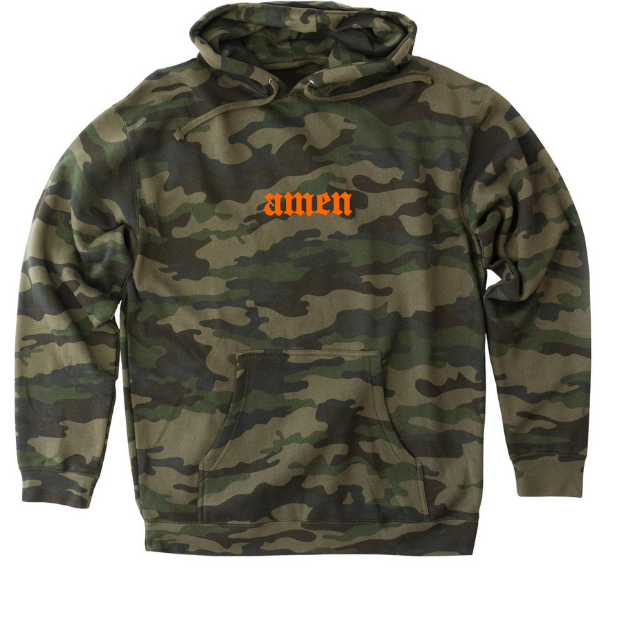 God is For Us, a Forest Camo Heavyweight Camo Pullover Hoodie