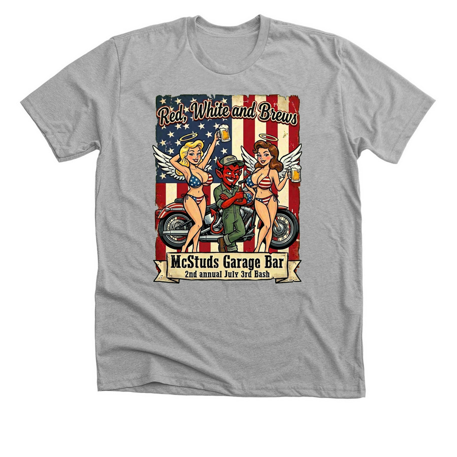 Red White and Brews, a Athletic Heather Premium Unisex Tee