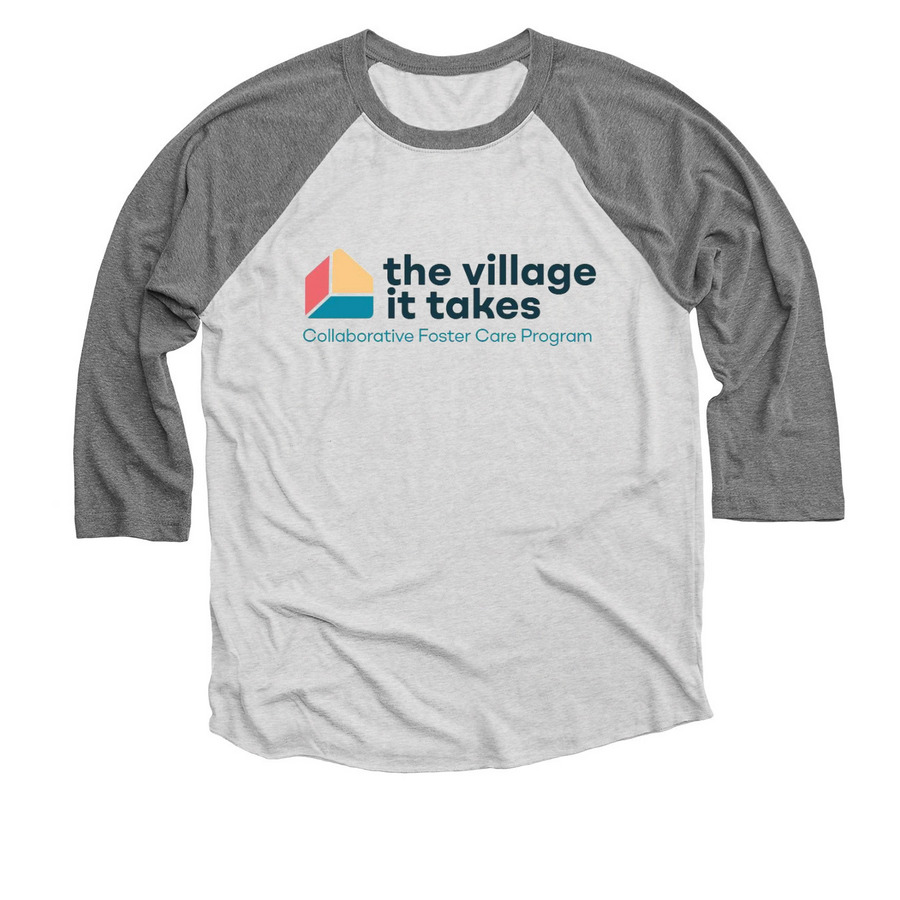 Join the Village: CFCP Team Tee, a Premium Heather and Heather White 3/4 Sleeve Baseball Tee