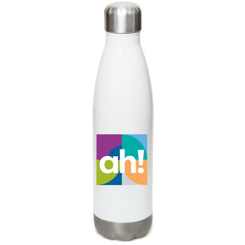 Water Bottle, a White Stainless Steel Water Bottle