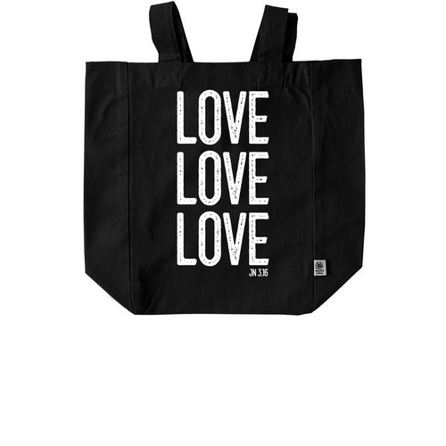 Love-Love-Love-bag, a Black Recycled Cotton Tote Bag