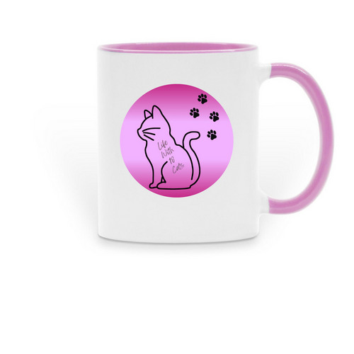 18CatsCoffeeMug, a Pink Two-Tone Ceramic Mug