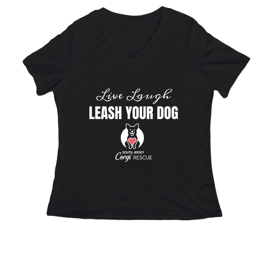 Live Laugh LEASH YOUR DOG, a Black Women's Relaxed V-Neck Tee