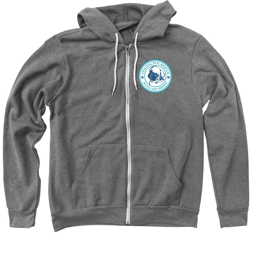 Coastal Pug Rescue Zip-Up, a Deep Heather Zip Up Hoodie