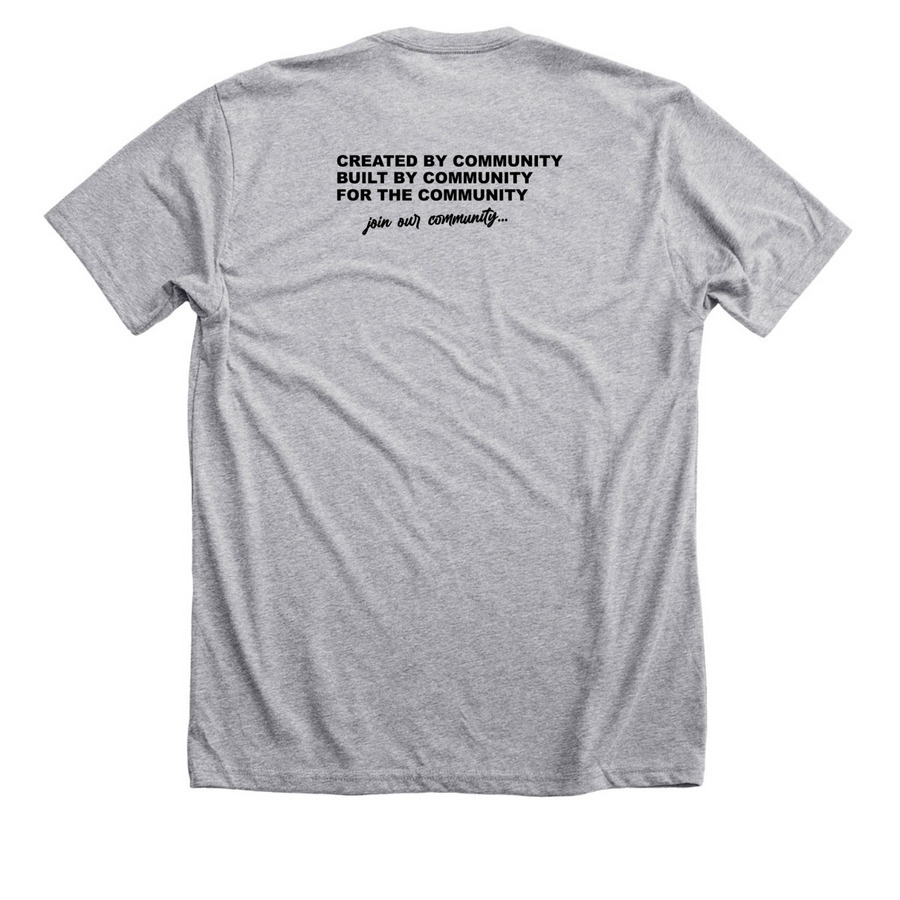 The Community, a Athletic Heather Premium Unisex Tee (back-view)