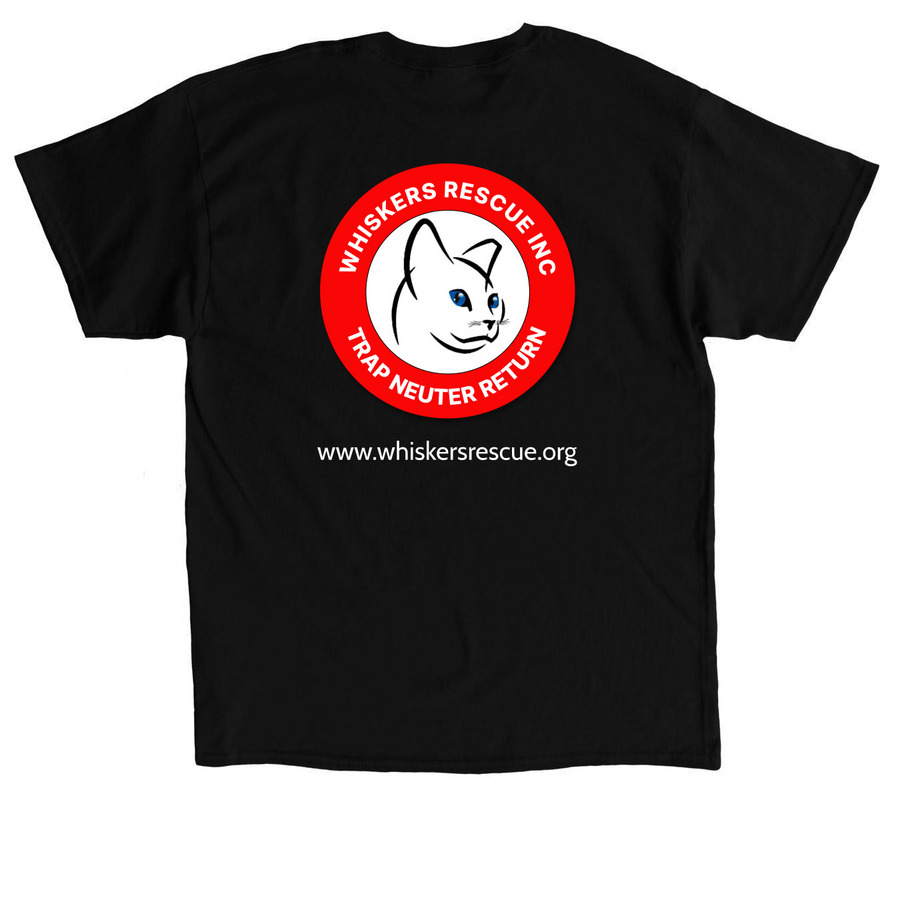 Whiskers Rescue, Inc.&nbsp;, a Black Classic Unisex Tee (back-view)