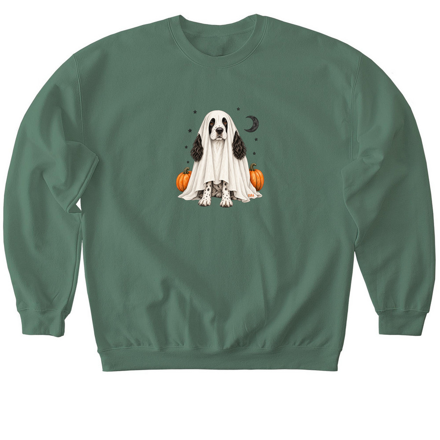 Little Ghost Springer, a Military Green Softstyle Crewneck Sweatshirt