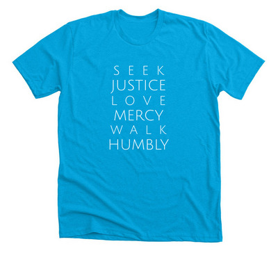 MICAH 6:8, a Neon Blue Premium Unisex Tee