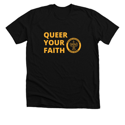 Queer Your Faith, Unitarian Universalist, a Solid Black Blend Premium Unisex Tee