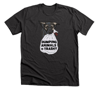 Puppy Left in Trash Bag, a Dark Grey Heather Premium Unisex Tee