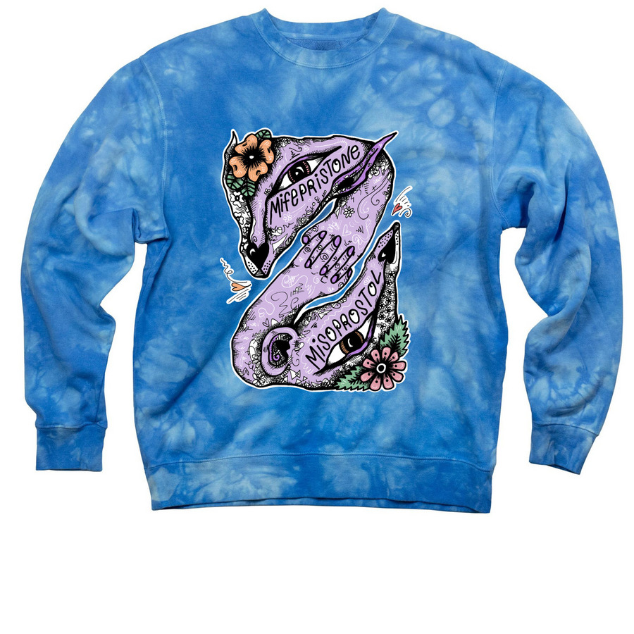 Mife + Miso forever, a Aqua Blue Tie Dye Crewneck Sweatshirt