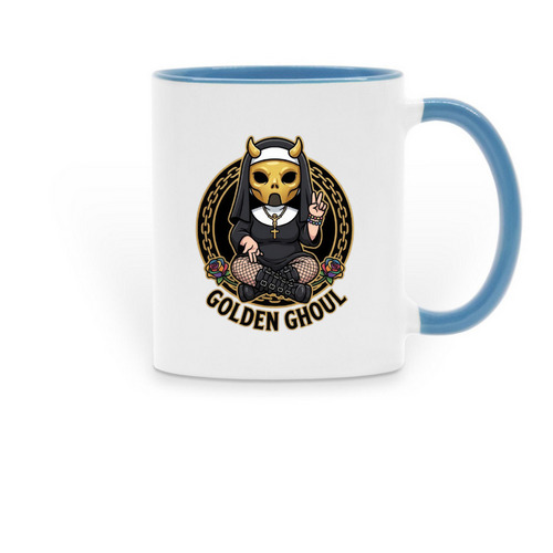 Golden Ghoul Cup, a Light Blue Two-Tone Ceramic Mug