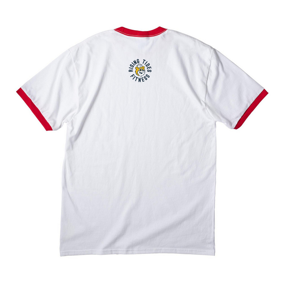 Ringer Tee, a White/ Red Cotton Ringer Tee (back-view)