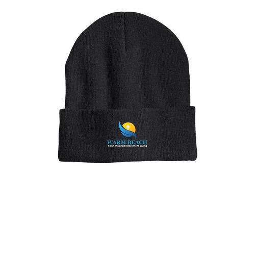 Warm Beach Cozy Beanie, a Heather Charcoal Printed Cuffed Beanie
