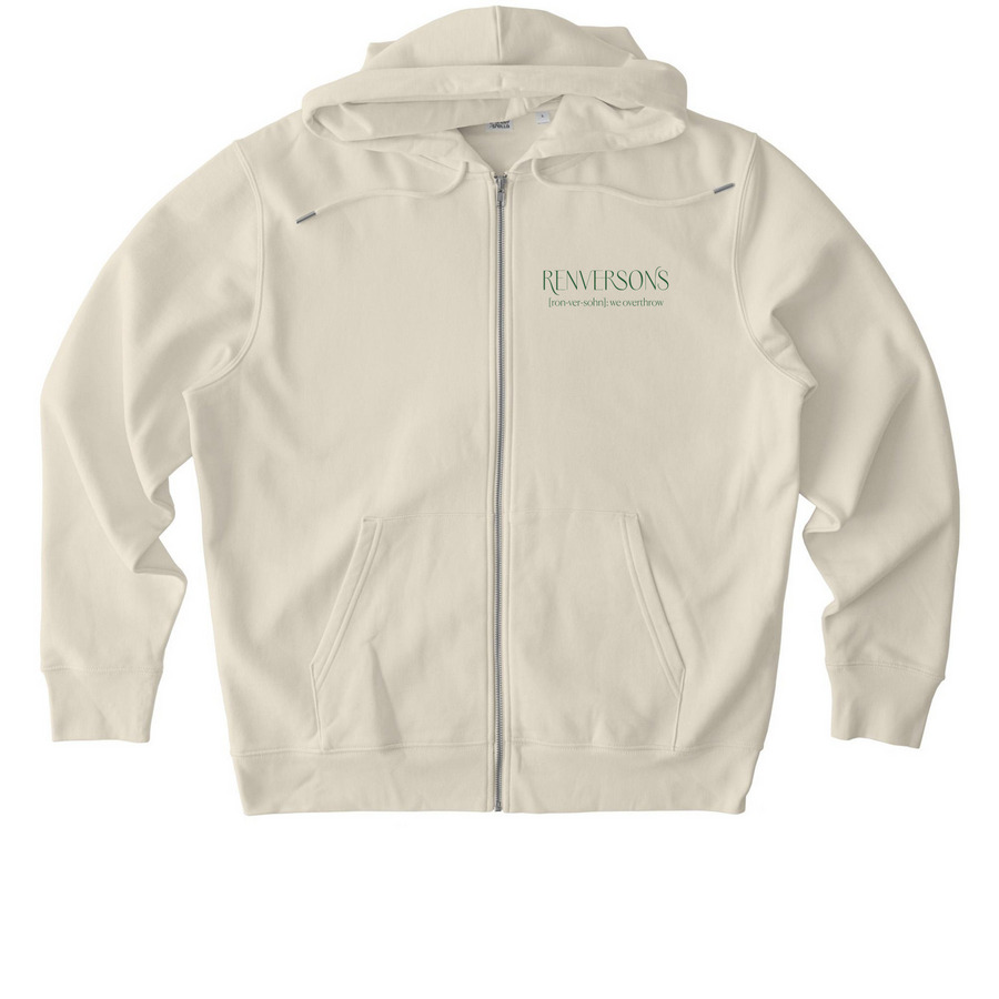 Renversons Green Logo Zip Ups, a Natural Raw Stanley/Stella Unisex Cultivator 2.0 Zip Up Pullover Hoodie