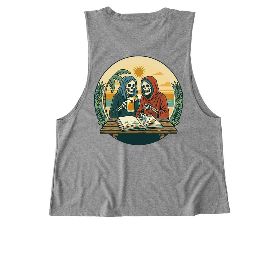 Spooky Summer ?, a Aluminum Grey Allmade Eco Triblend Women?s Muscle Tank (back-view)