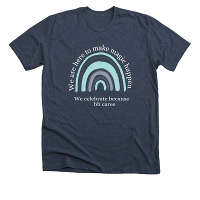 BH CARES, a Heather Midnight Navy Premium Unisex Tee