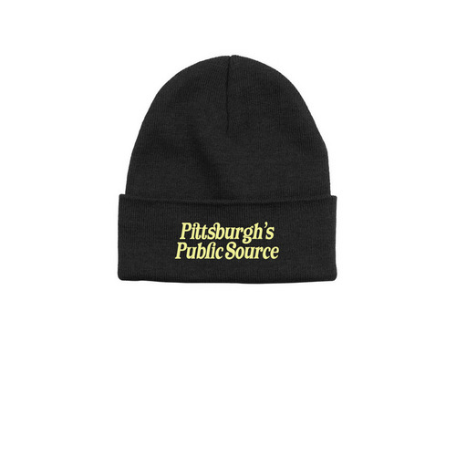 Pittsburgh's Public Source beanie, a Black Base Camp Beanie