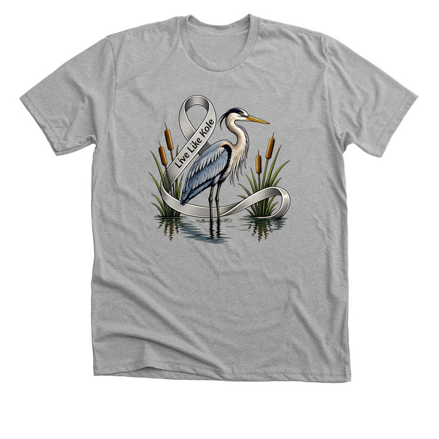 HERON IN THE WATER, a Athletic Heather Premium Unisex Tee