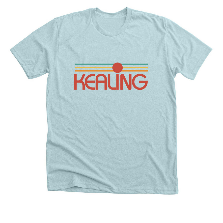 Kealing Rising Sun, a Heather Ice Blue Premium Unisex Tee