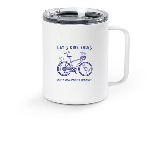 Let's Ride Bikes Mug, a White Stainless Steel Travel Mug